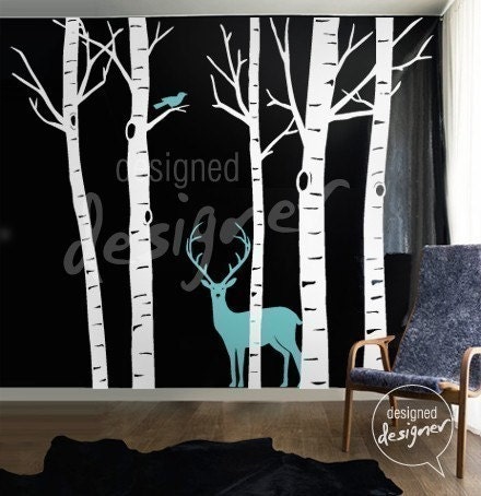 Tree Wall Decal Deer wall decals wall sticker  dd1008