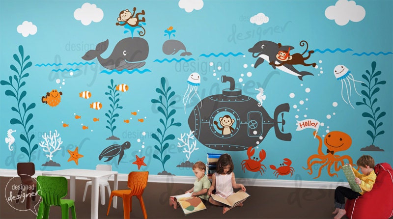 Kid Wall Decals - Underwater world decal Wall Sticker -dd1056