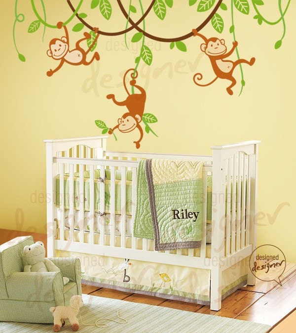 Children Wall Decal Wall Sticker Nursery Wall Decal - Monkeys Wall Decal  dd1049
