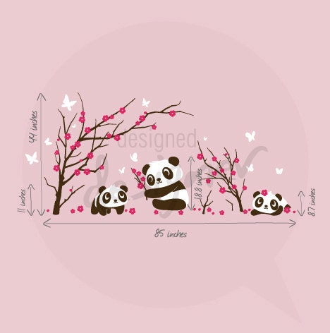Kid Wall Decal Wall Sticker - Pandas Wall Decal dd1059
