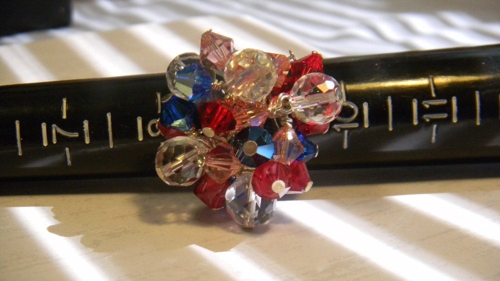 Cocktail Ring Crystal Cocktail Ring Sterling Silver Crystal Bling Ring Sparkly Ring