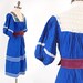 Vintage blue MEXICAN pin tucked embroidered floral dress