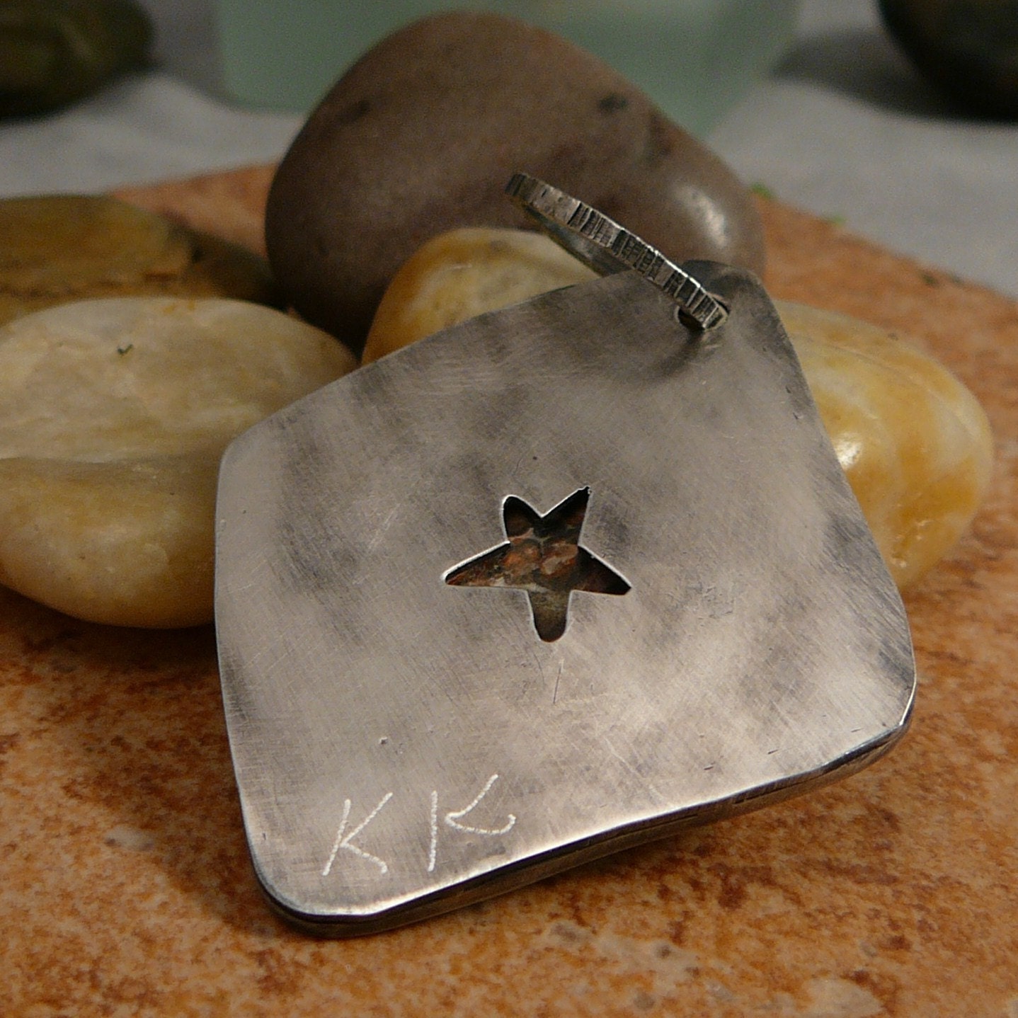 Sterling silver pendant with leopardskin jasper