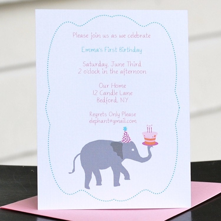 Elephant Birthday Invitations