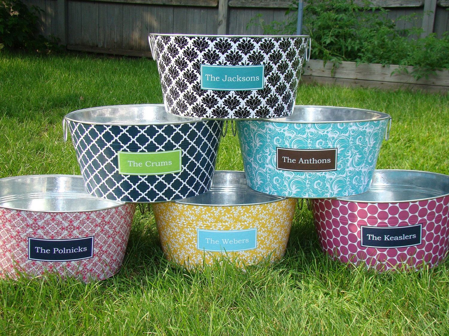 Personalized Party Tub- round galvanized metal toybin, Willow