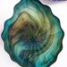 Beautiful Hand Blown Glass Art Marbled Platter Bowl Blue Green 2589 ONEIL