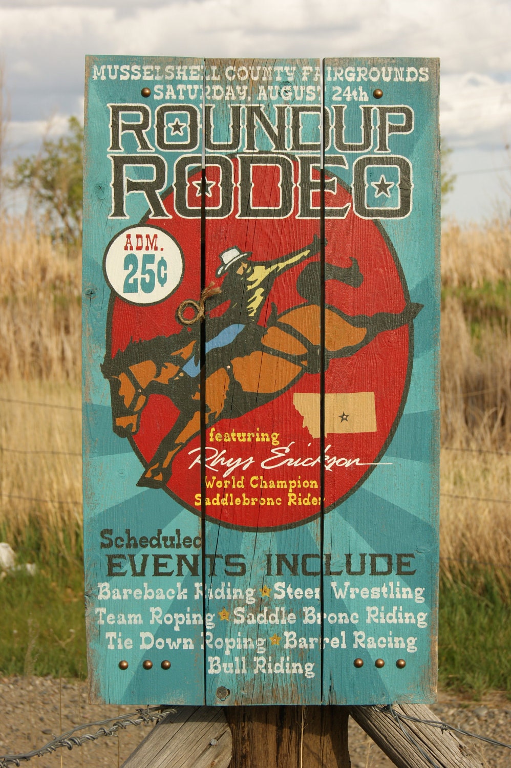 Custom Handpainted Barnwood Rodeo Sign perfect for Kids Bedroom Cowboy Cowgirl