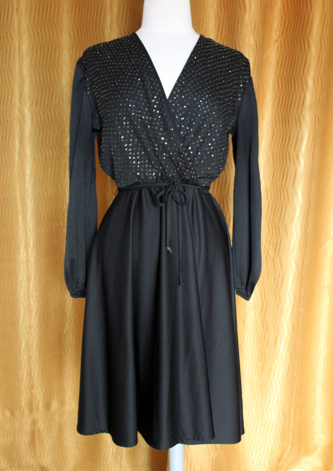 SALE - Vintage Black Sparkle Disco Dancing Dress