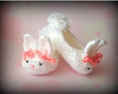 Bunny Slippers for Baby Girls - Easter or Spring Crocheted Booties