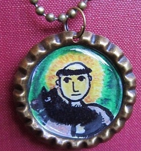 Saint Francis and the Wolf of Gubbio pendant necklace