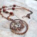 necklace with hessonite garnet and smoky quartz in copper