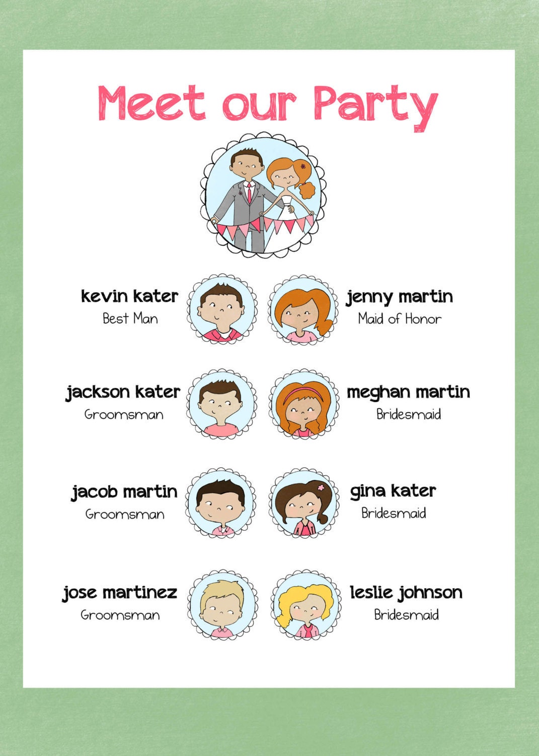 Custom Illustrated Wedding Program COVER DIY PRINTBLE