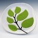 set of 3 ceramic dishes - leaves in chartreuse green - ceramic and pottery
