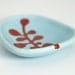 serving bowl or ring dish - abstract berries in cranberry red and sky blue - ceramic dish