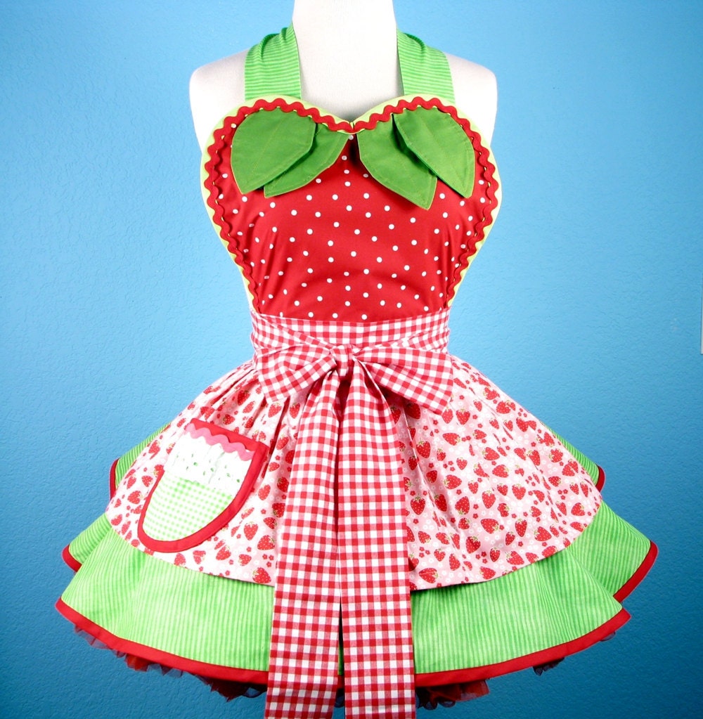 Strawberry Shortcake Baby Doll Womens Apron -- Made to Order