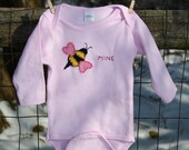 Valentine's Day  "BEE MINE" Handsewn Applique Onesie for baby GIRLS