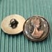 2 pcs - Lady Portrait Cameo Round Button - Antique Bronze Polyester - 25mm