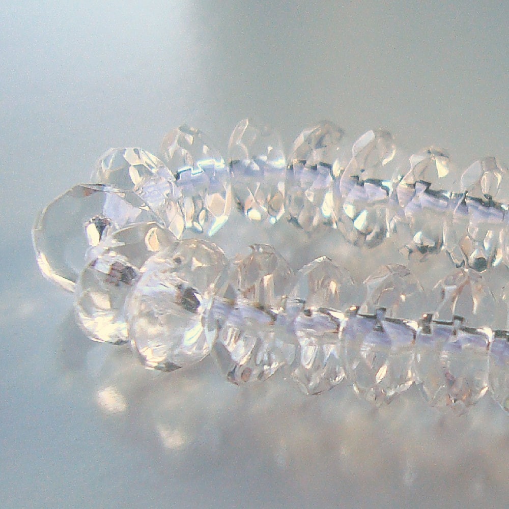 Czech Glass Beads 8 x 4mm Crystal Clear Faceted Rondelles - 8 Pieces