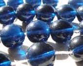 Czech Glass Beads 12mm Deep Aqua Blue Smooth Rounds - 8 Pieces