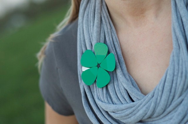 Guitar Pick Hair Flower - Green and Black - Ready to Ship