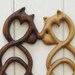 Cat Love Knot-Wood Carved Celtic Style - Anti Co Dependency Love Knot