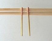 Minimalist Long Brass Bar Stud Earrings
