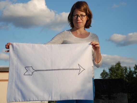 Arrow Pillowcases - Charcoal Gray Bed Linen - Hand Silk Screened