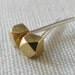 Brass and Sterling Silver Faceted Cube Stud Earrings - Classic Gemstone Studs