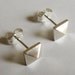 Faceted Sterling Silver Pyramid Earrings - Geometric Pyramid Studs