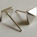 Faceted Sterling Silver Pyramid Earrings - Geometric Pyramid Studs