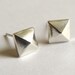 Faceted Sterling Silver Pyramid Earrings - Geometric Pyramid Studs