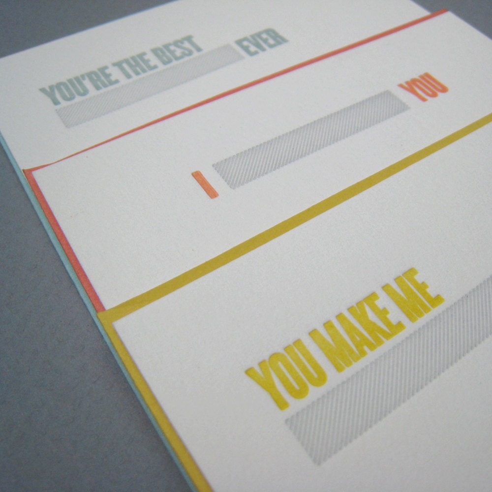 fill in the blank letterpress cards: 3 pack