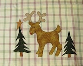 Santa's Little Reindeer Tea Towel Applique Pattern PDF from Quilt Doodle Designs