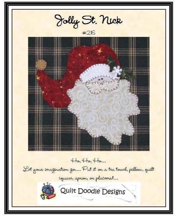 Jolly St. Nick Applique  Pattern for Tea Towel
