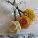 Vintage inspired trio of bobby pins, mustard yellow, creamy ivory and warm apricot