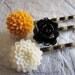 Shabby chic inspired hair pins in cream, black and deep mustard