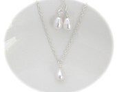 Wedding bridal jewelry, Pearl pendant necklace, bridal jewelry sets,  wedding jewelry set,  sterling silver,