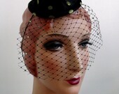 Black & Green Polka Dot Fascinator Hat