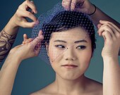 Lavender Birdcage Veil Blusher -rhinestone dotted-