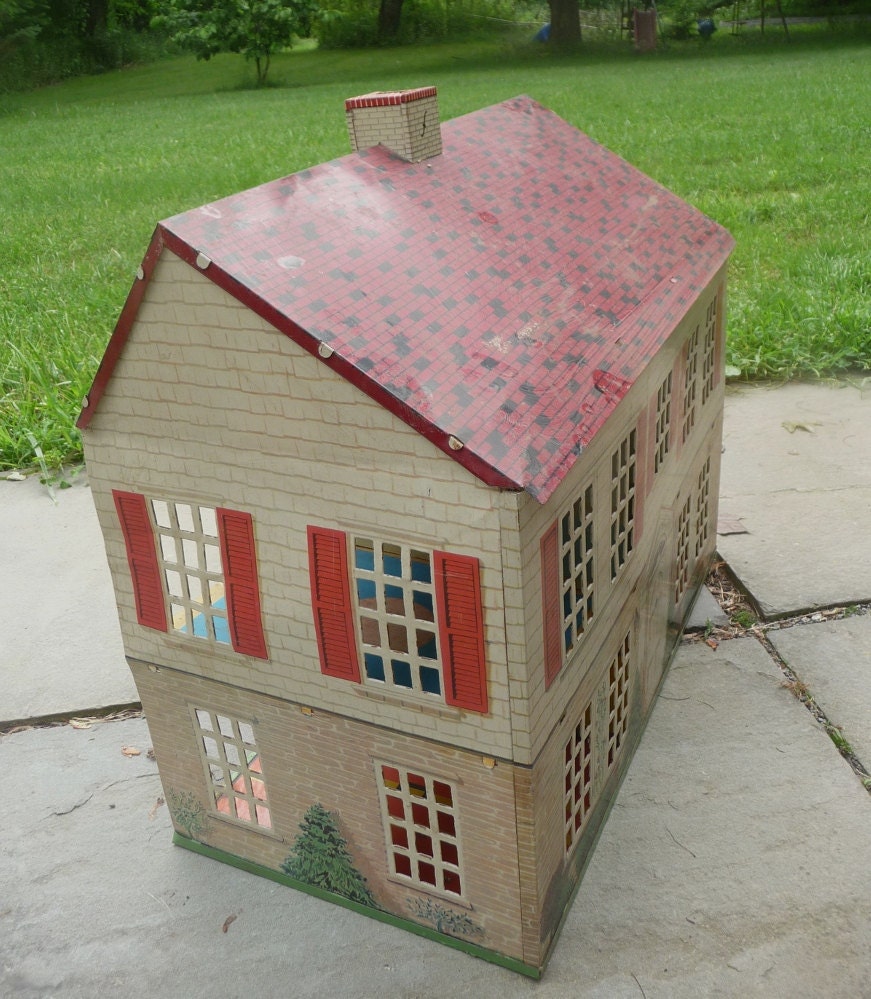 Clearance Vintage Tin Litho Dollhouse 1940's National Can Company