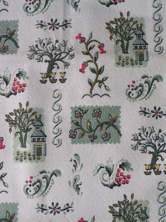 Vintage Barkcloth Cotton Fabric YARD by LeonasOldeLinens on Etsy