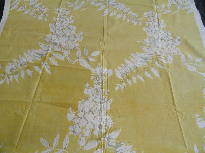 15 Yds Vintage Floral Fabric Yellow Chintz By Leonasoldelinens