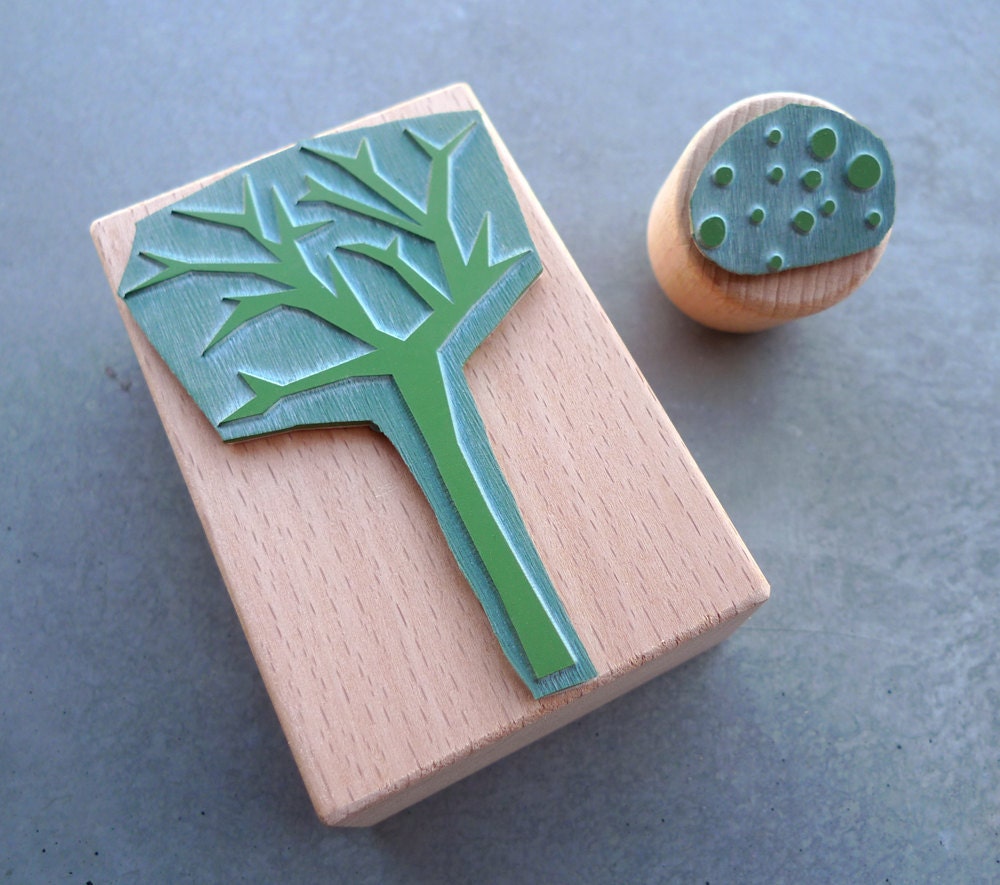 Rubber Stamp Set: Spiky Tree with dots