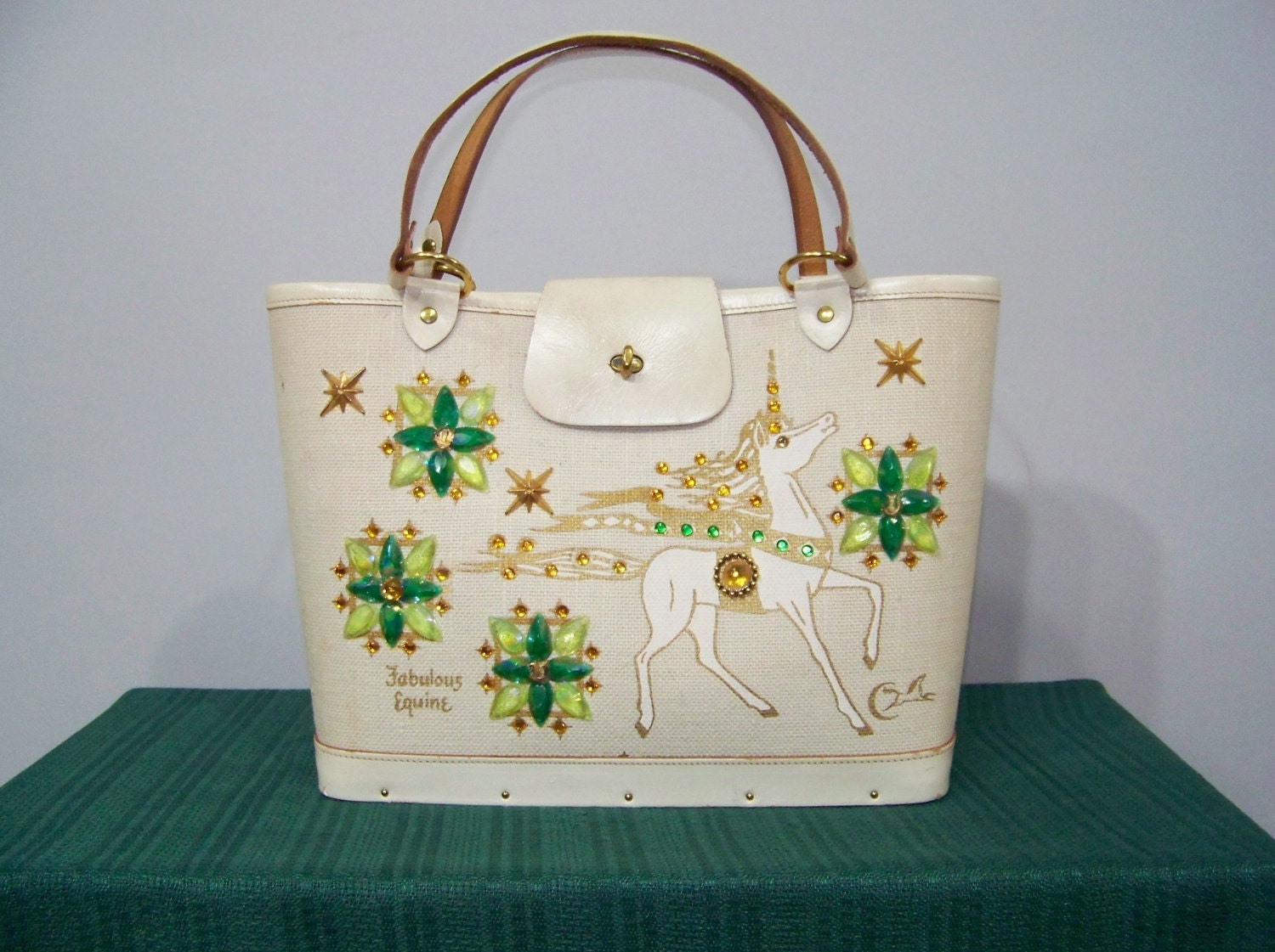60s Enid Collins Bucket Purse Fabulous Equine Unicorn
