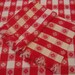 Vintage 50s Red & White Check Lunch Cloth with 2 Fringed Napkins, Set