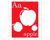 Children's Wall Art / Nursery Decor A is for Apple 8x10 inch print by Finny and Zook