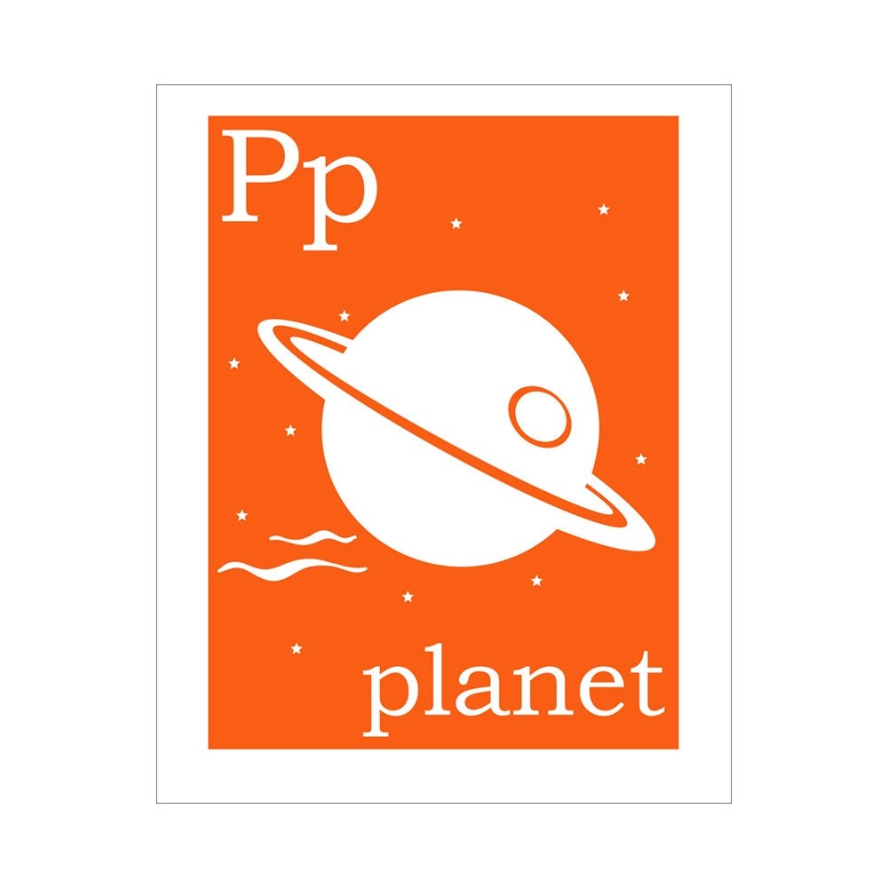 Children's Wall Art / Nursery Decor P is for planet 8x10 inch print