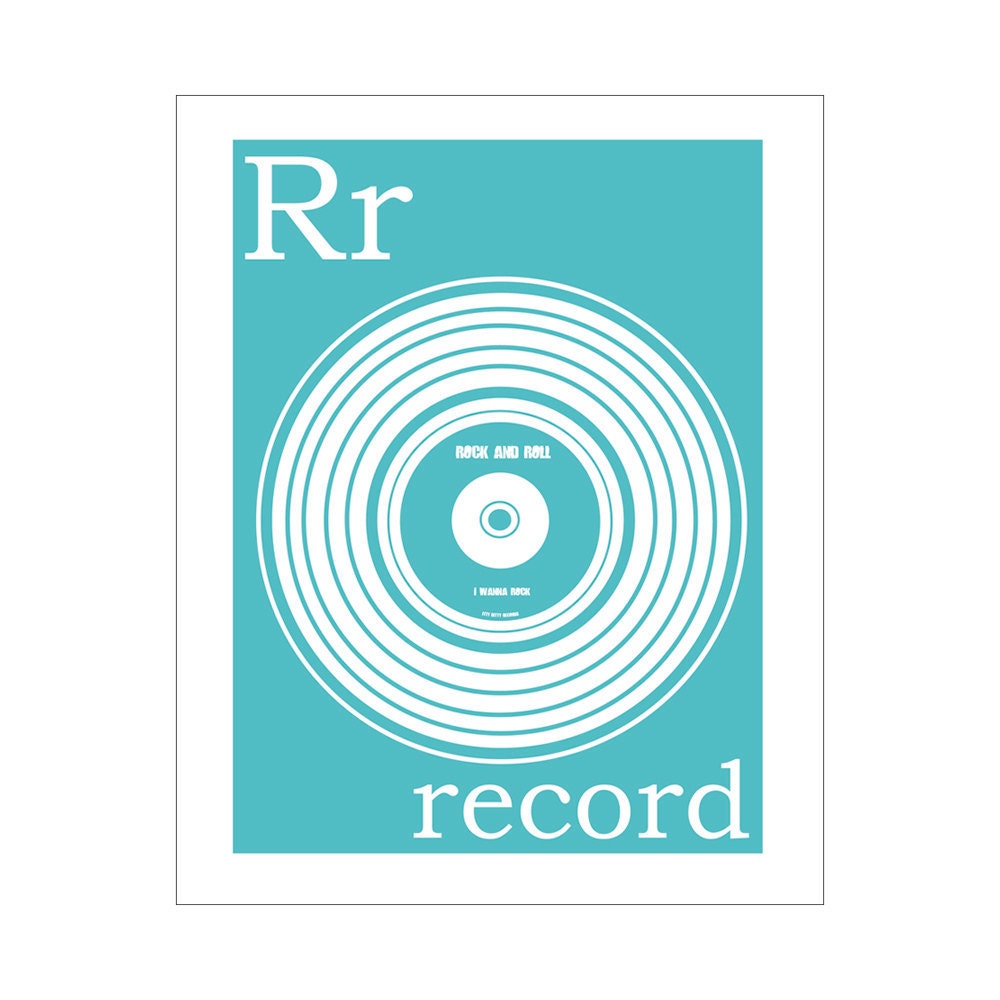 R is for Record 8x10 inch print