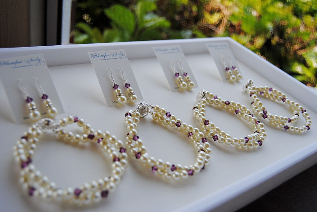 Bridesmaids Bracelet and Earring Set