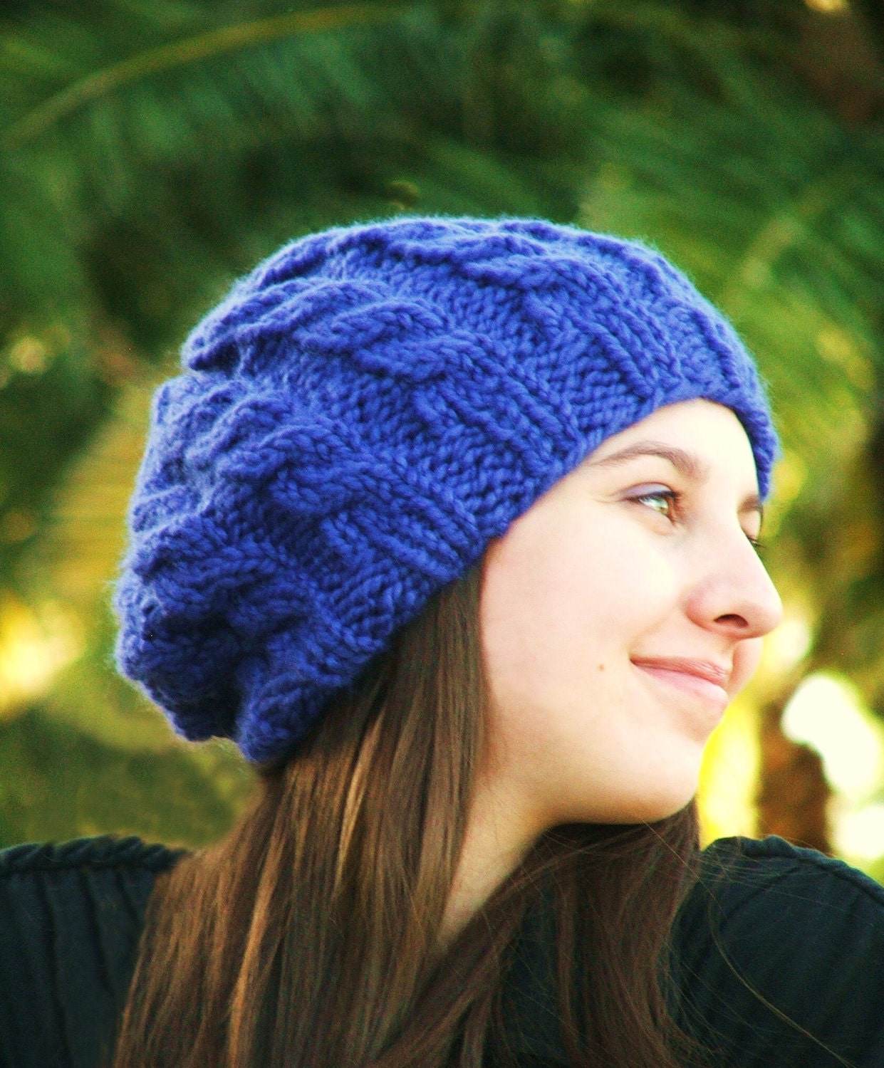 Hand Knit Hat Womens Hat - Knitted Hats For Women - Womens Fashion - Slouch Hat Winter Accessories Knit Cabled Hat Wool Hat